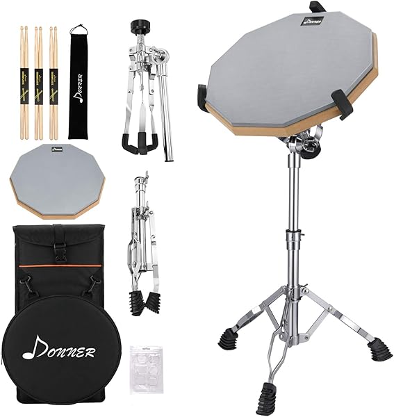 Donner 12" Practice Drum Pad W/Snare Stand Set