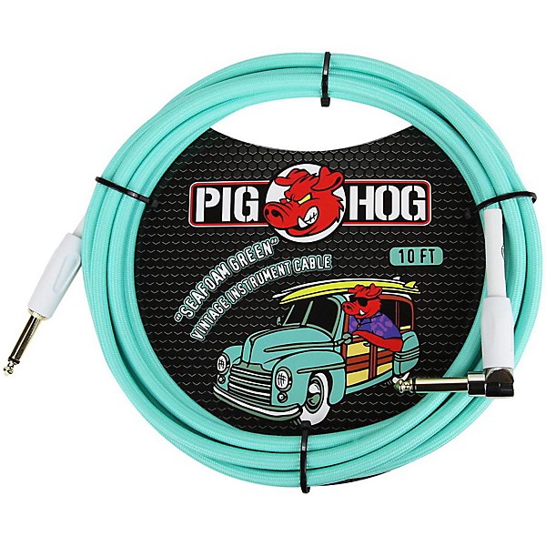 Pig Hog 10 Ft Instrument Cable-Seafoam Green